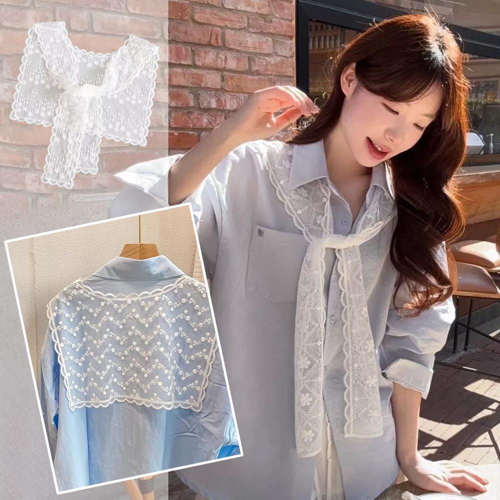 Embroidery Shawl - Sciarpa/Stola in Pizzo Francese da Donna,