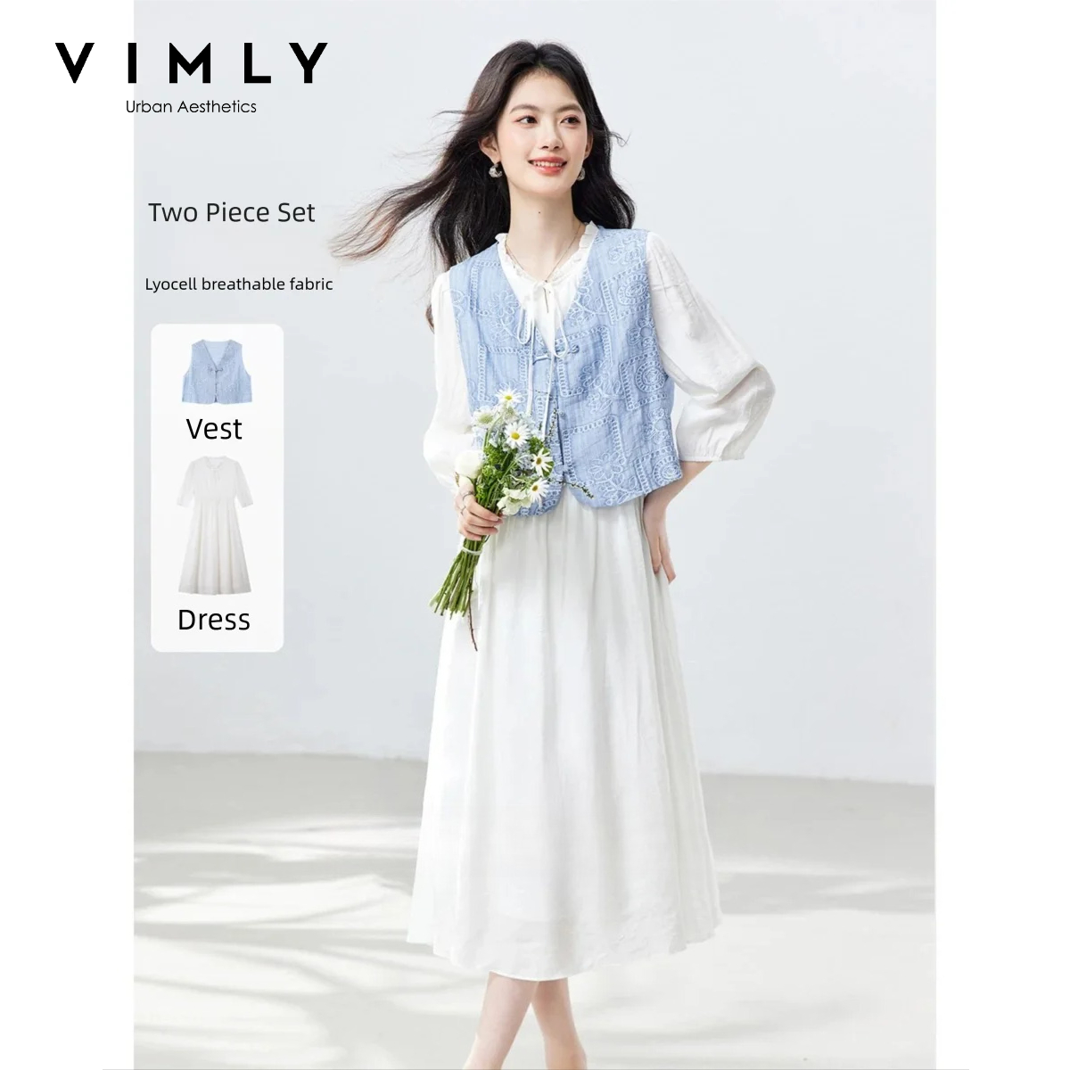 Embroidery Vest - VIMLY Completo Due Pezzi da Donna