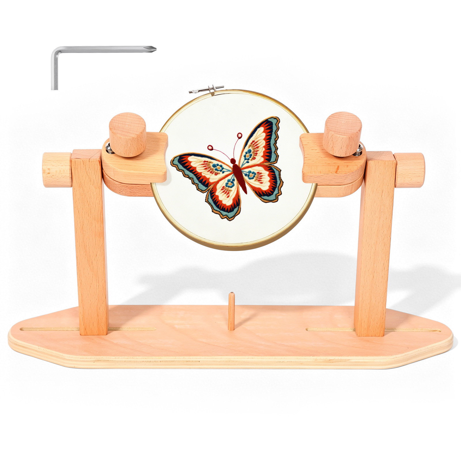 Embroidery Hoop Stand - Supporto Regolabile in Legno per Telaio