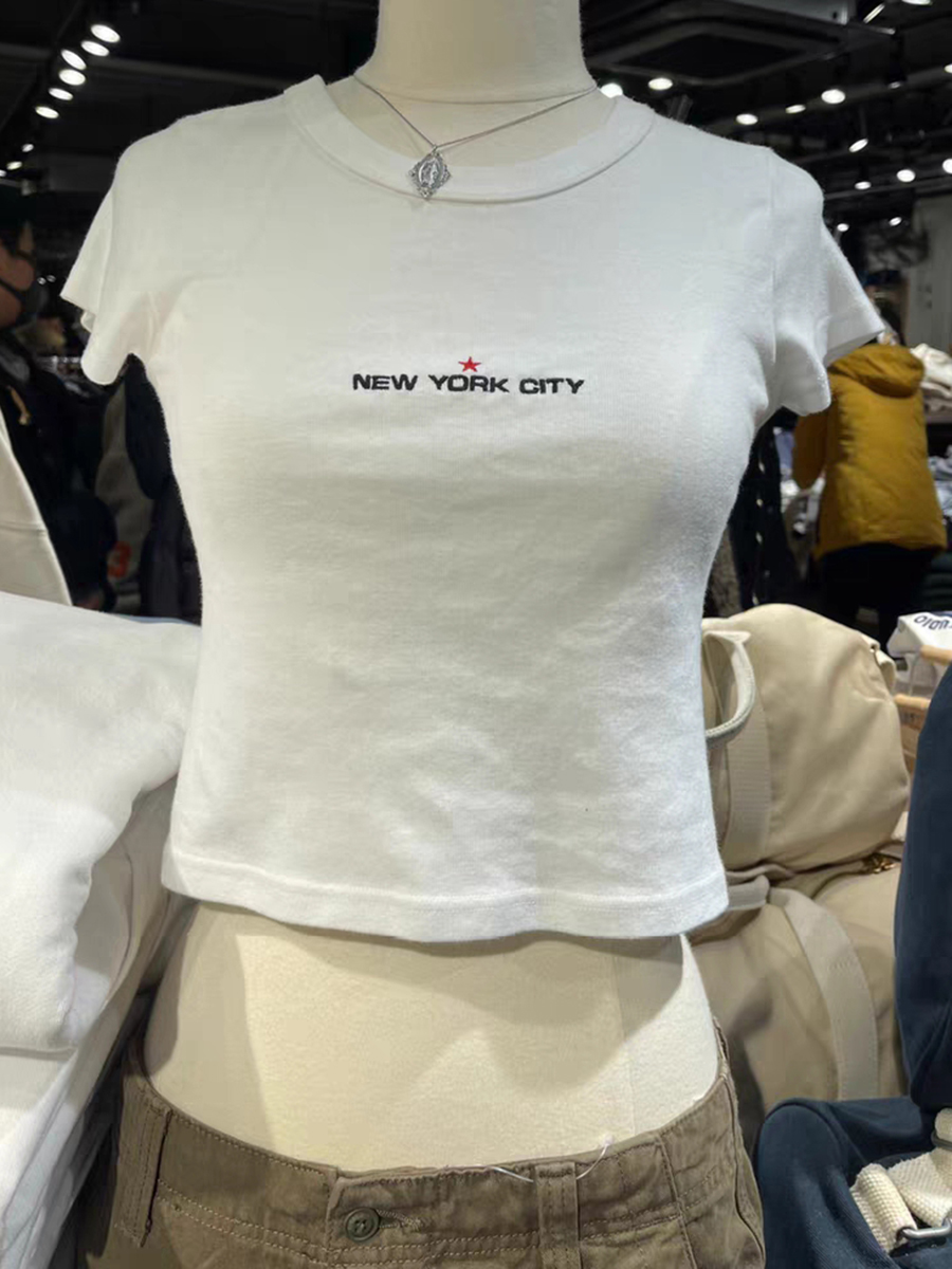 Embroidery York - New York lettera ricamo maglietta bianca