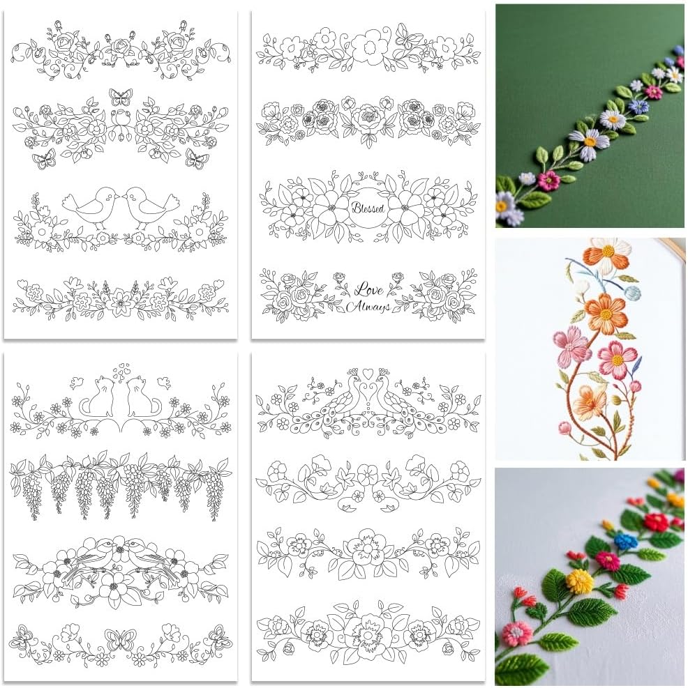 ORIGACH 4 Fogli di Stabilizzat - Embroidery Design Patterns Flowers recensione e prezzo
